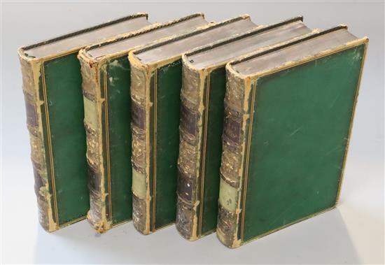 Burns - The Works of Robert Burns, 5 vols, green leather, Archibald Fullerton, Glasgow